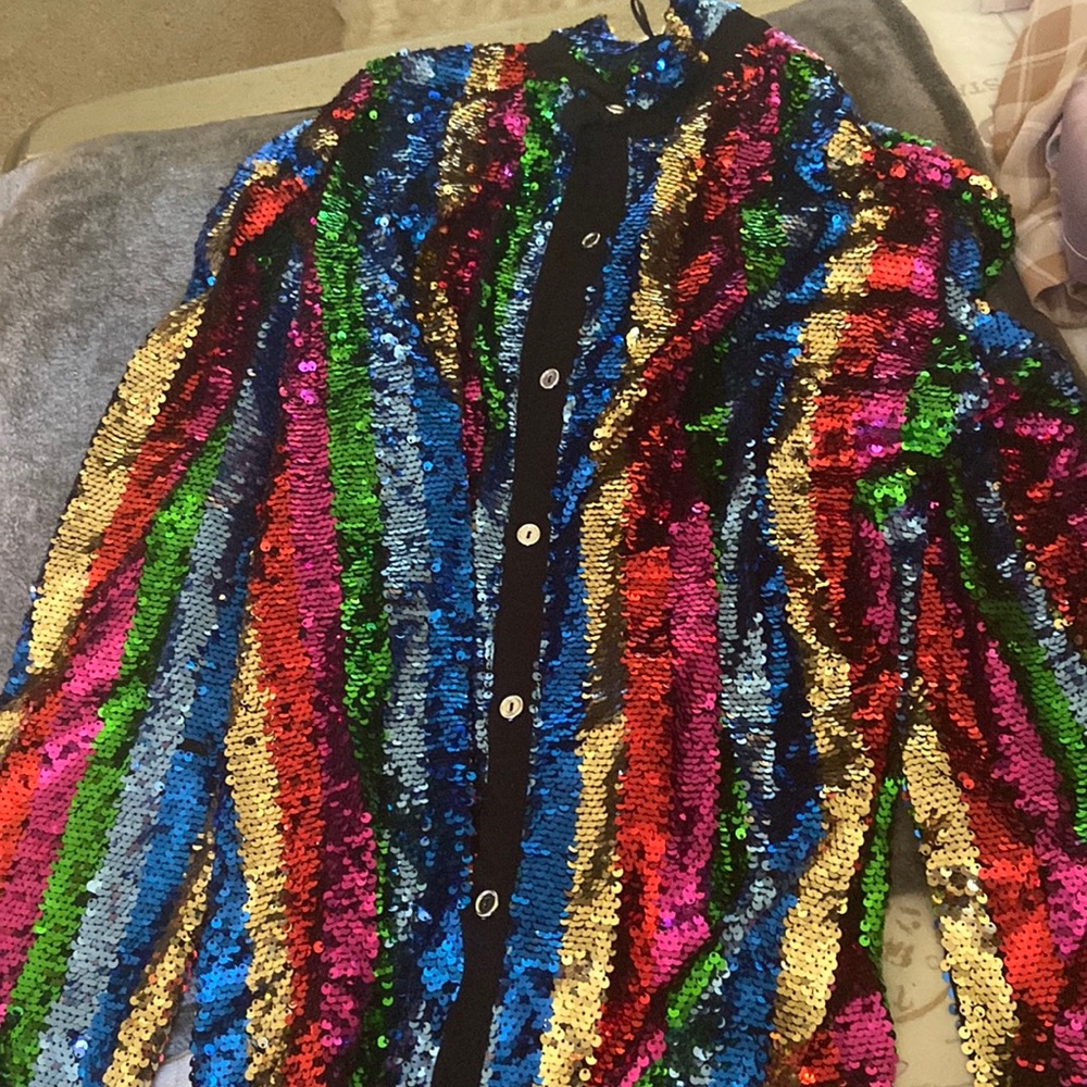 Sequin colorful long sleeve T-shirt dress